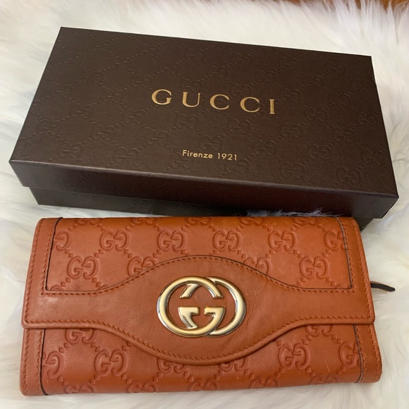 Sold💖Authentic Gucci Bifold Long Leather Wallet in 🍊 - Picture 2 of 14